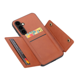 PU Bescherm-Hoes Cover met 4 Pas-vak voor Samsung Galaxy S26  - Bruin