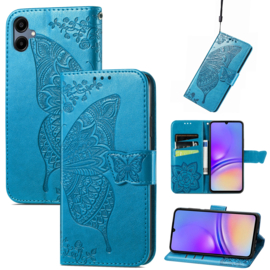 PU BookCover Hoes Etui voor Samsung Galaxy A06    Vlinders   Turquoise