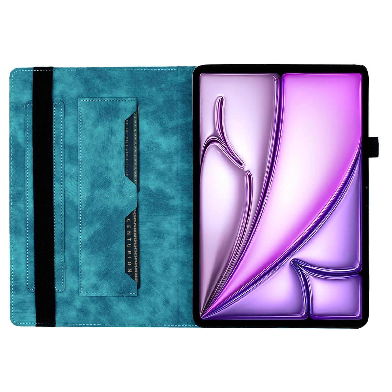 Bescherm-Etui Hoes Map voor  Apple iPad Air 11"  - Kat en Vlinders  -  Groen