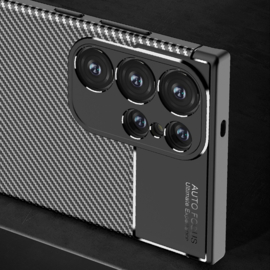 Carbon TPU Bescherm-Hoes Skin voor Samsung Galaxy S24 ULTRA  - Zwart