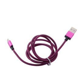 USB 2.0 - Micro USB Oplader en Data Kabel - 1  meter - Paars  - Zwart