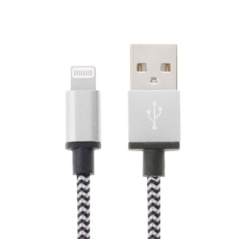 Luxe Metalen Lightning Oplader - Data USB Kabel voor iPhone - iPad  2m  Zilver