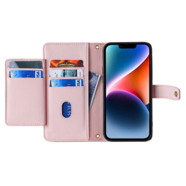 Luxe Portemonnee - Etui  Hoes Tas voor Samsung Galaxy S24  - S25  Met Schouder - Draagkoord -  Roze