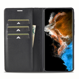 Luxe BookCover Hoes Etui voor Samsung Galaxy S24 Plus - S25 Plus -  Zwart Rood Carbon