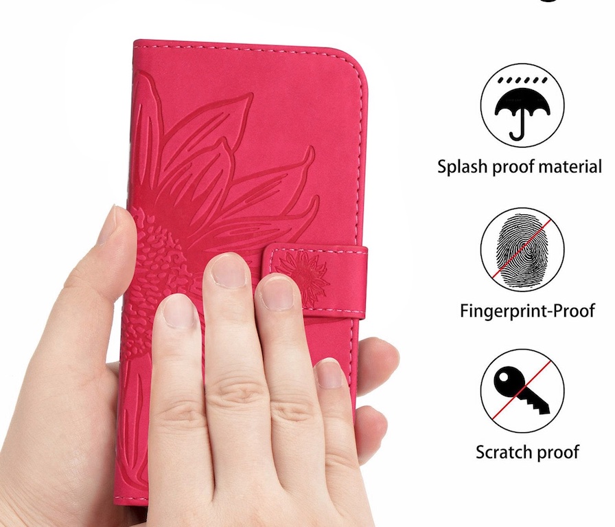 Hoes - Etui - Tas voor Samsung Galaxy A36  -  A56   Met Schouder - Draagkoord -  Roze/Magenta -  Zonnebloem Reliëf
