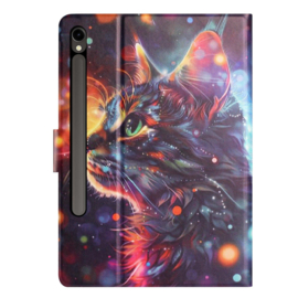 Luxe Bescherm-Etui Hoes Map voor Samsung Galaxy Tab S9 FE  -  S10 FE  -  S10 Lite "  -   "Kat - Rainbow"