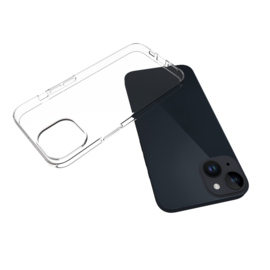Slim Clear TPU Bescherm-Hoes Skin met Screenprotector voor iPhone 15    Transparant