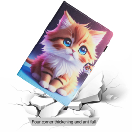 Luxe Bescherm-Etui Hoes Map voor Samsung Galaxy Tab A9 Plus - 11    "Cute Cat"