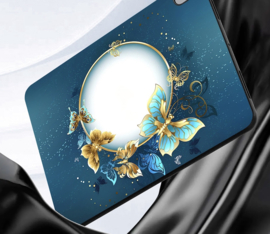 TPU Flex Bescherm- Hoes Cover Skin voor iPad 10   -  Vlinders - Blauw-Goud