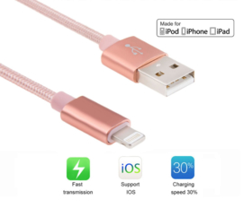 Luxe Lightning Oplader - Data USB Kabel voor iPhone - iPad  100cm. Roze