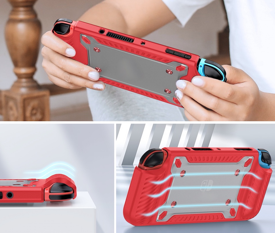 Grip TPU Bescherm Hoes Cover voor Nintendo Switch  OLED -  Rood