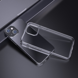 Slim Clear TPU Bescherm-Hoes Skin met Screenprotector voor iPhone 15    Transparant  *2
