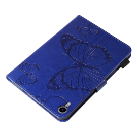 Luxe Bescherm-Etui Map voor iPad Mini 6  - "Vlinder"   Blauw