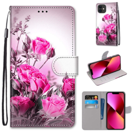 BookCover Hoes Etui voor iPhone 13 - iPhone 14     Roses