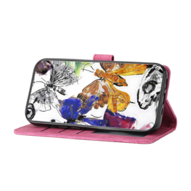 BoekCover Hoes Etui voor Samsung Galaxy A17 - A27 - A26 -  Roze  -  Vlinders -  Reliëf