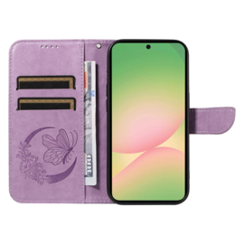 BoekCover Hoes Etui voor Samsung Galaxy A57  -  Vlinders -  Paars - V1*