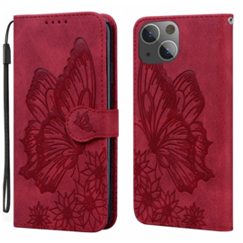 BookCover Hoes Etui voor iPhone 15      Vlinder    -  Rood