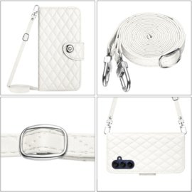 Portemonnee - Etui  Tas voor Samsung Galaxy A55  - Met Schouder - Draagkoord - Wit