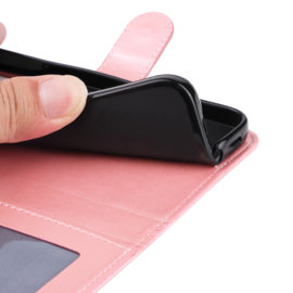 BookCover Hoes Etui voor Samsung Galaxy A55  -  Roze  - Bloem-Motief in Reliëf