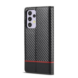 Luxe BookCover Hoes Etui voor Samsung Galaxy A33 - 5G  Zwart-Rood-Carbon