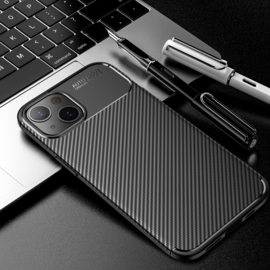 Luxe TPU Carbon  Bescherm-Hoes  voor iPhone 13       Zwart