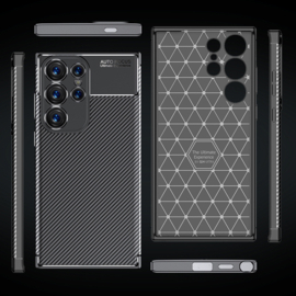 Carbon TPU Bescherm-Hoes Skin voor Samsung Galaxy S24 ULTRA  - Zwart