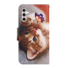 BookCover Hoes Etui voor Samsung Galaxy A35  -    Kitten - Vlinder