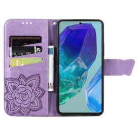 PU BookCover Hoes Etui voor Samsung Galaxy A16 - A17 - A26     Vlinders   Paars