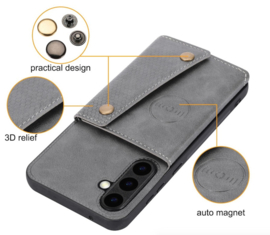 PU Bescherm-Hoes Cover met 4 Pas-vak voor Samsung Galaxy A57  - Rood