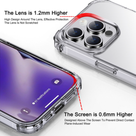 TPU-Crystal Bescherm-Hoes Skin Cover + Screenprotector voor iPhone 15    Transparant