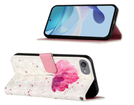 Bescherm-Etui Mapje Hoes voor iPod Touch   -  Wit  -  Roze Bloem