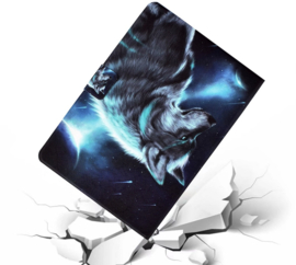 Luxe Bescherm-Etui Hoes Map voor Samsung Galaxy Tab A9 Plus - 11 -    Wolf  -  Sterren