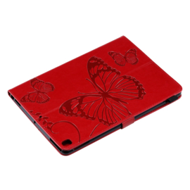 Luxe Bescherm-Etui Map voor iPad 10.2 - iPad Air 10.5  - "Vlinder"  Rood