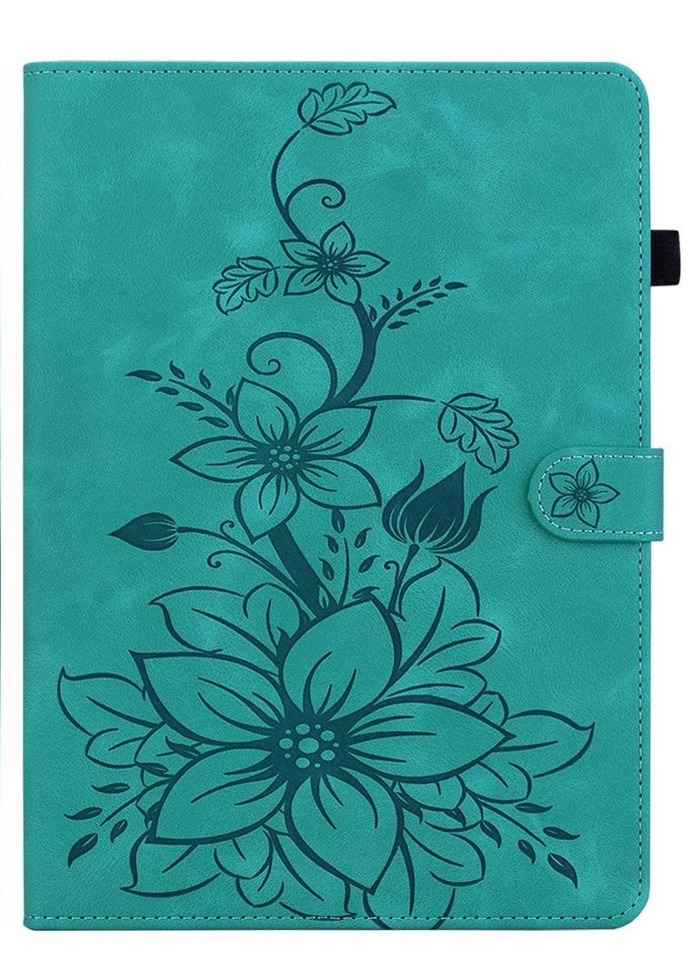 Luxe Bescherm-Etui Hoes Map voor Samsung Galaxy Tab A9 Plus  -  11"  -    Lelie  - Turquoise