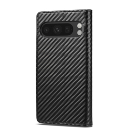 Luxe BookCover Hoes Etui voor Google  Pixel 10  -  10 PRO -   Zwart-Rood-Carbon