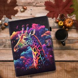 Luxe Bescherm-Etui Hoes Map voor Samsung Galaxy Tab A9 Plus - 11 -    "Giraffe" Zwart