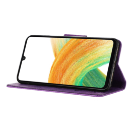 PU BookCover Hoes Etui voor Samsung Galaxy A36 - A56   Paars -  Vlinders