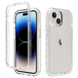 Flex-Cover TPU Bescherm-Hoes Skin + Screenprotector voor iPhone 15 - Transparant