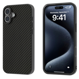 Slim Carbon Bescherm-Hoes Cover  voor iPhone 16       Zwart