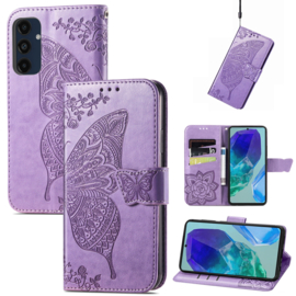 PU BookCover Hoes Etui voor Samsung Galaxy A16 - A17 - A26     Vlinders   Paars