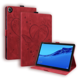 Luxe Bescherm-Etui Hoes Map voor Samsung Galaxy Tab A9 Plus  -  11"  -    Hart en Vlinder  - Rood