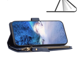 9 Pas -  Portemonnee Etui Hoes voor Samsung Galaxy A55   -  Blauw