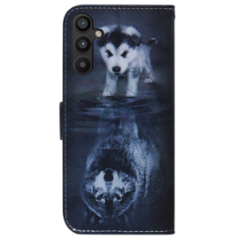 BookCover Hoes Etui voor Samsung Galaxy A34  -  Wolf - Welp