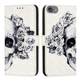 Bescherm-Etui Mapje Hoes voor iPod Touch   -  Wit  -  Skull