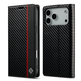 Luxe BoekCover Hoes Etui voor Apple iPhone 17 PRO MAX -   Zwart   -  Rood  -  Carbon