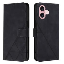 Hoes - Etui - Tas voor iPhone 16  - Met Schouder - Draagkoord -  Zwart