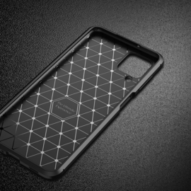 Samsung Galaxy A12   - Carbon TPU Bescherm-Hoes Skin -  Zwart