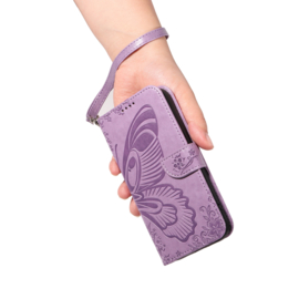 PU BookCover Hoes Etui voor Samsung Galaxy S24 FE  -   Vlinder - Paars