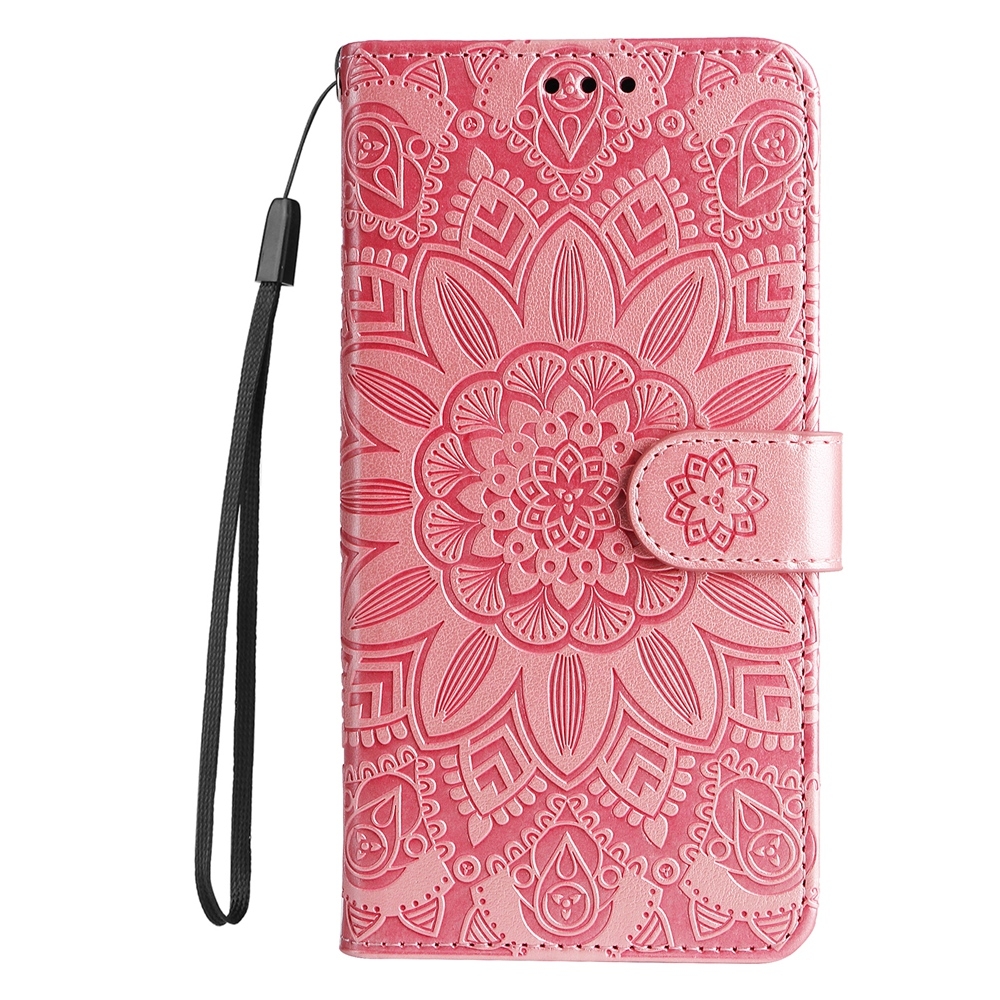 PU BoekCover Hoes Etui voor Samsung Galaxy A36 - A56   Roze   -  Bloem-Motief in Reliëf