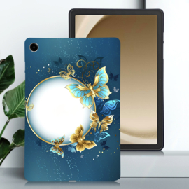 TPU Flex Bescherm- Hoes Cover Skin voor Galaxy Tab A9 PLUS 11  -  Vlinders Blauw-Goud